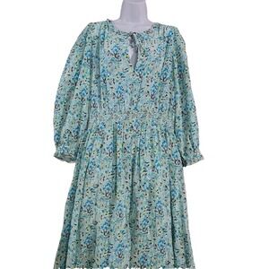 Vineyard Vines Martha's Vineyard Silk Blend Maxi Dress Sz L Floral Smocked Waist